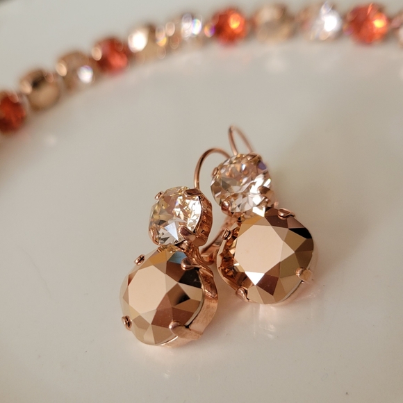 Austrian Crystal Earrings in Rose Gold Plating - Picture 5 of 10